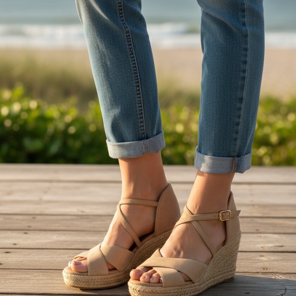 Stuart Weitzman Beige Espadrille Sandals